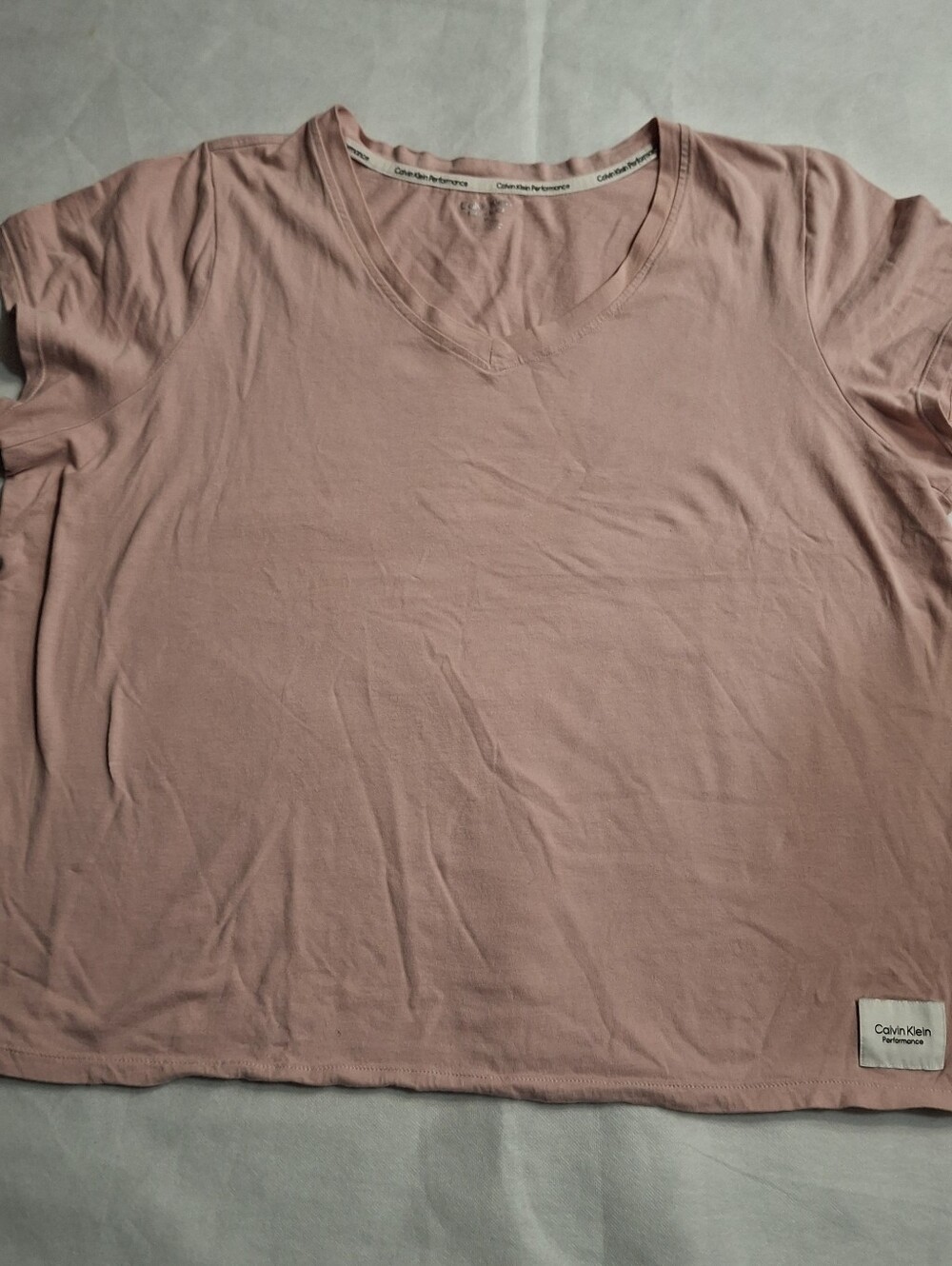Women's Calvin Klein Rose V-Neck Short Sleeve Tee Plus Size 1X Lightweight Athle